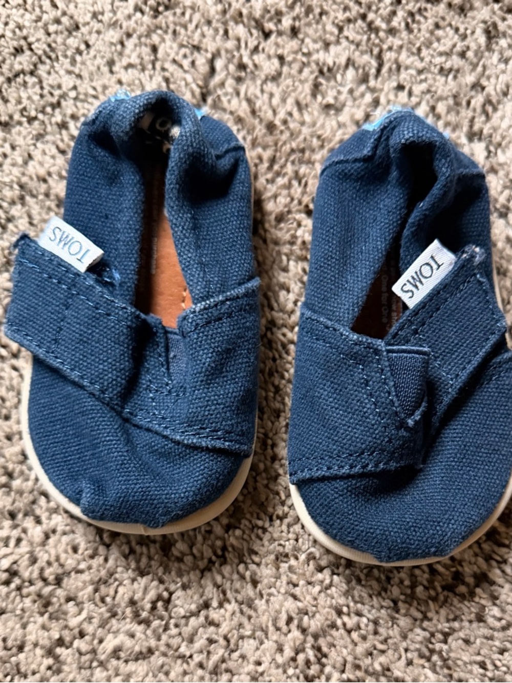 Toms Navy Canvas Baby Slip-On Shoes